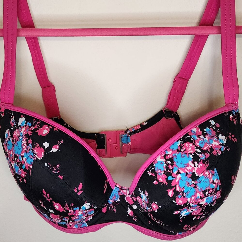 Curvy Kate 32FF Moonflower Black Padded Plunge Underwire Bikini